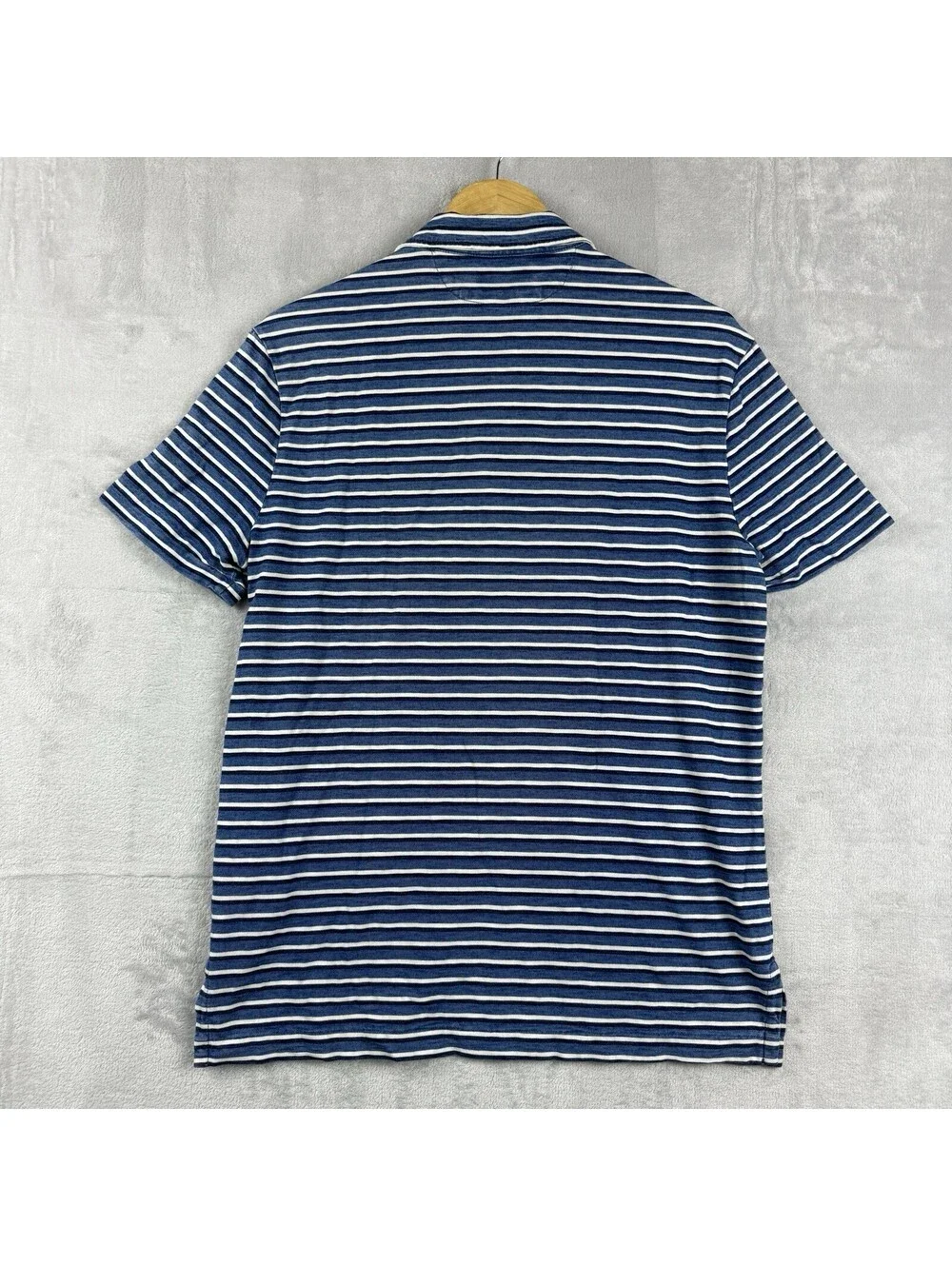 Polo Ralph Lauren Men’s M Blue White Striped Pocket Polo Shirt Cotton Nautical